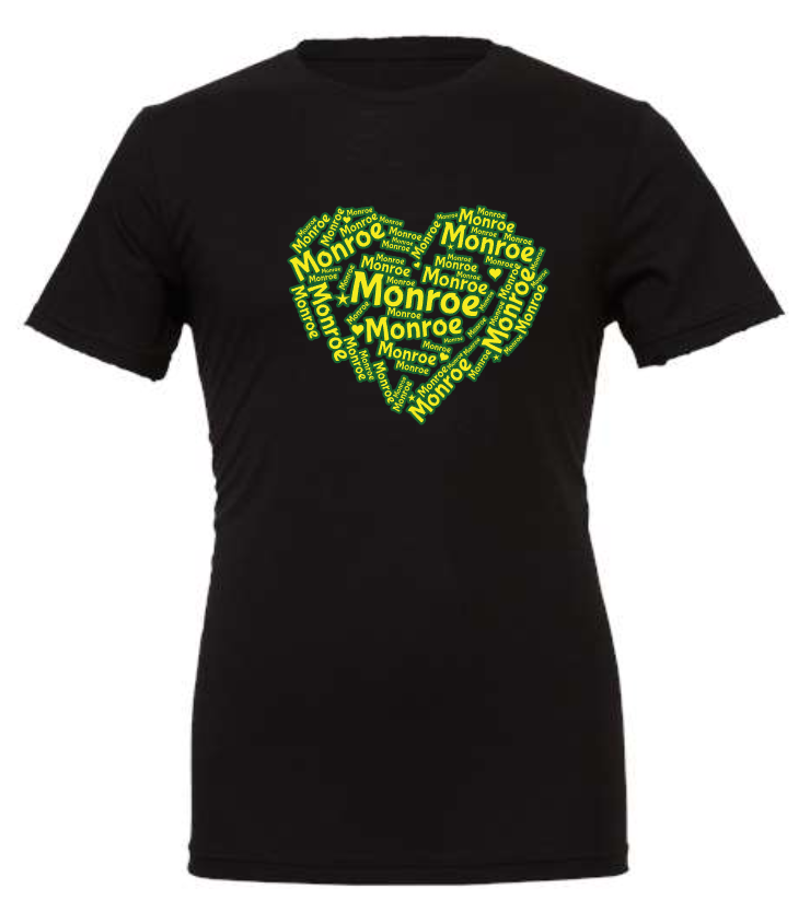 Monroe Word Heart tee (Adult and Youth)