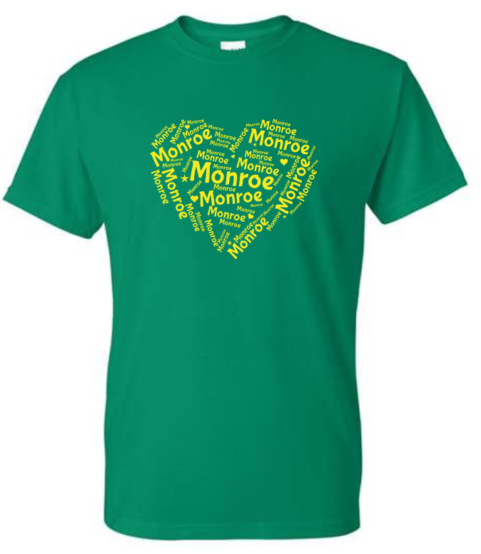 Monroe Word Heart tee (Adult and Youth)
