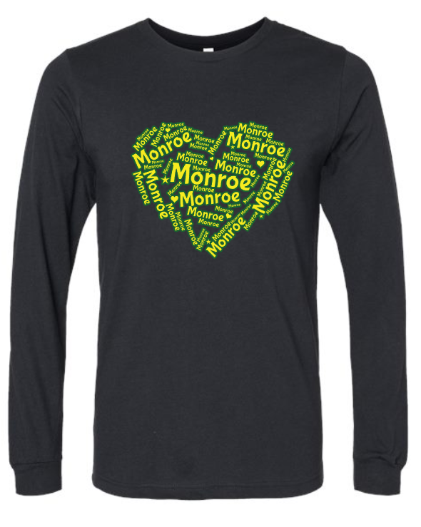 Monroe Word Heart LONG SLEEVE (Adult and Youth)