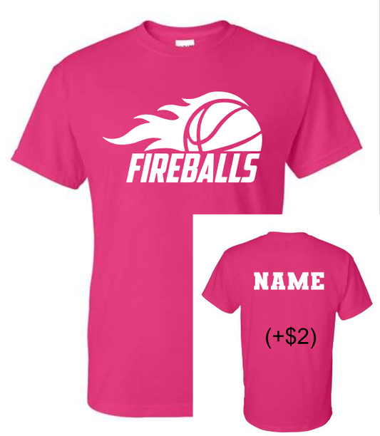 Fireball Basketball Tee Shirt PINK (Adult and Youth)