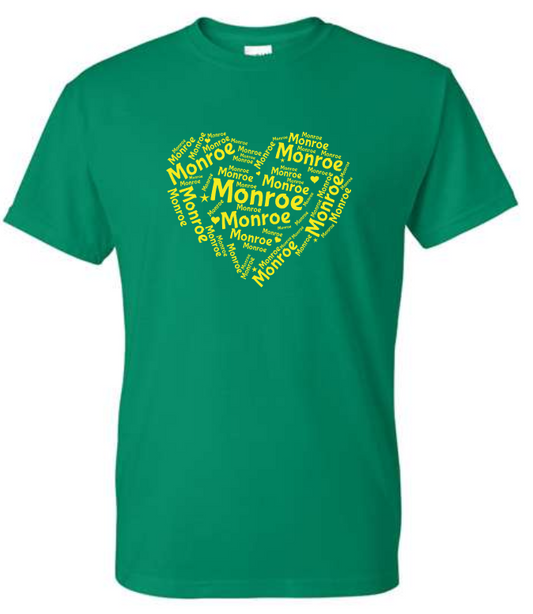 Monroe Word Heart tee (Adult and Youth)