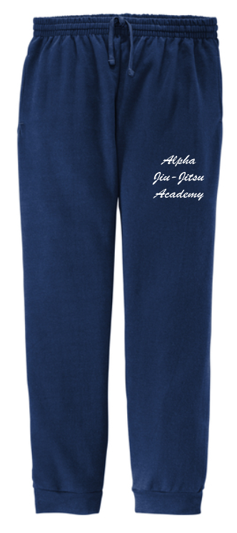 Alpha Jiu-Jitsu Academy Navy Script Jogger Sweatpants (Adult and Youth Sizing)