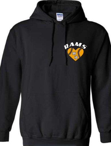 SEP Rams Baseball Heart Tee/Crew/hoodie (Adult and Youth)