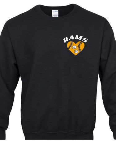 SEP Rams Baseball Heart Tee/Crew/hoodie (Adult and Youth)